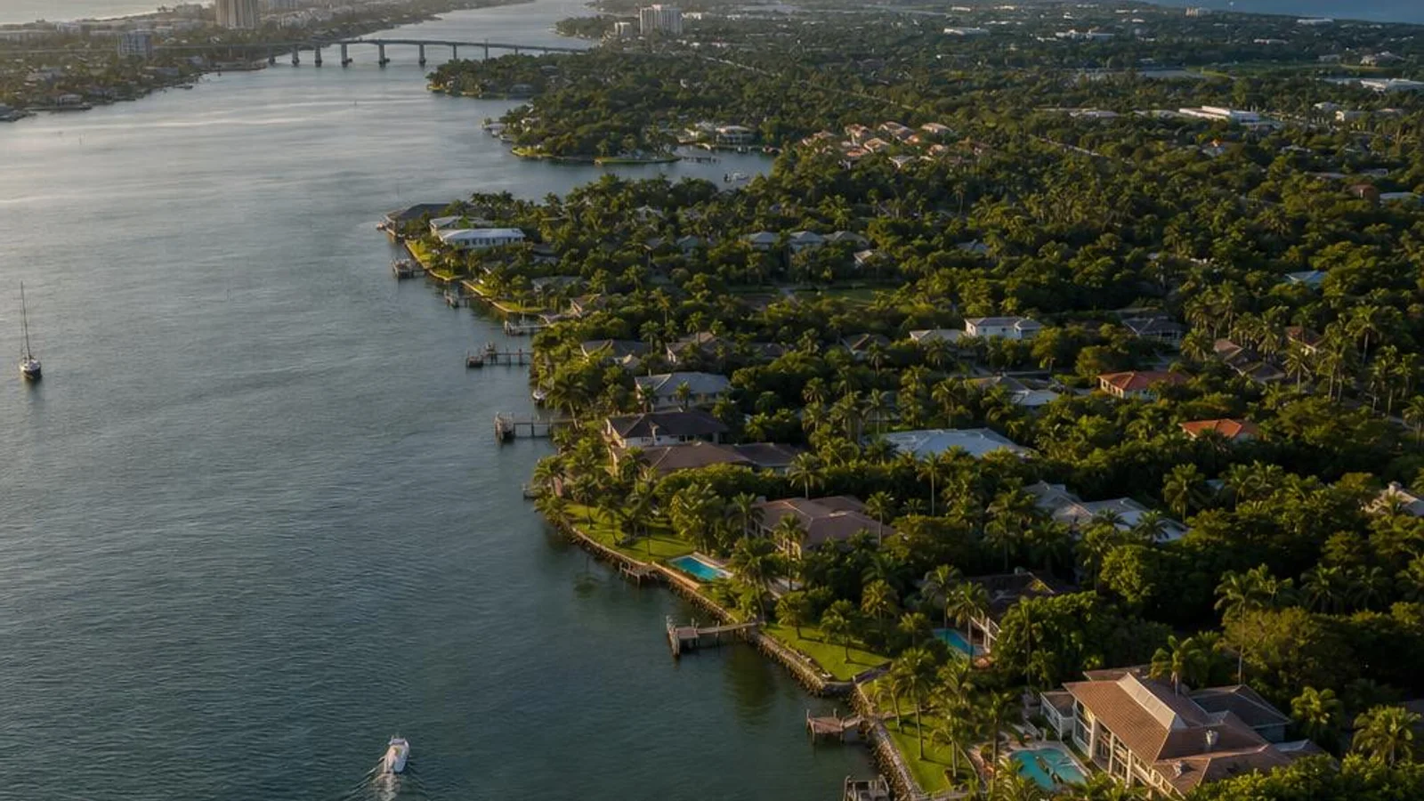 Aerial view of Palm City Florida along the Indian River shoreline in Martin County, representing professional web design and local SEO services for Palm City businesses