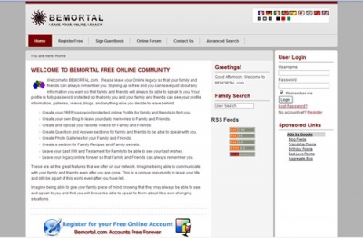 Bemortal Social Network Website
